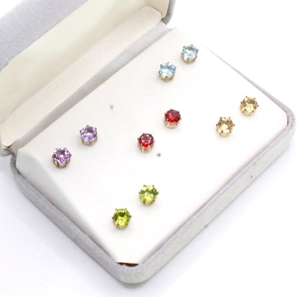 Sterling Silver Multi Color Gemstone Earrings - Picture 3 of 5